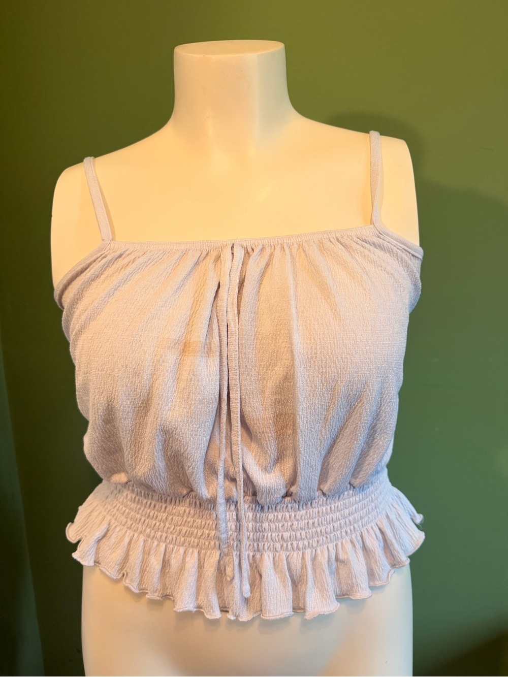 Streetwear Society Light Lavender Smocked Ruffle Crop Cami
